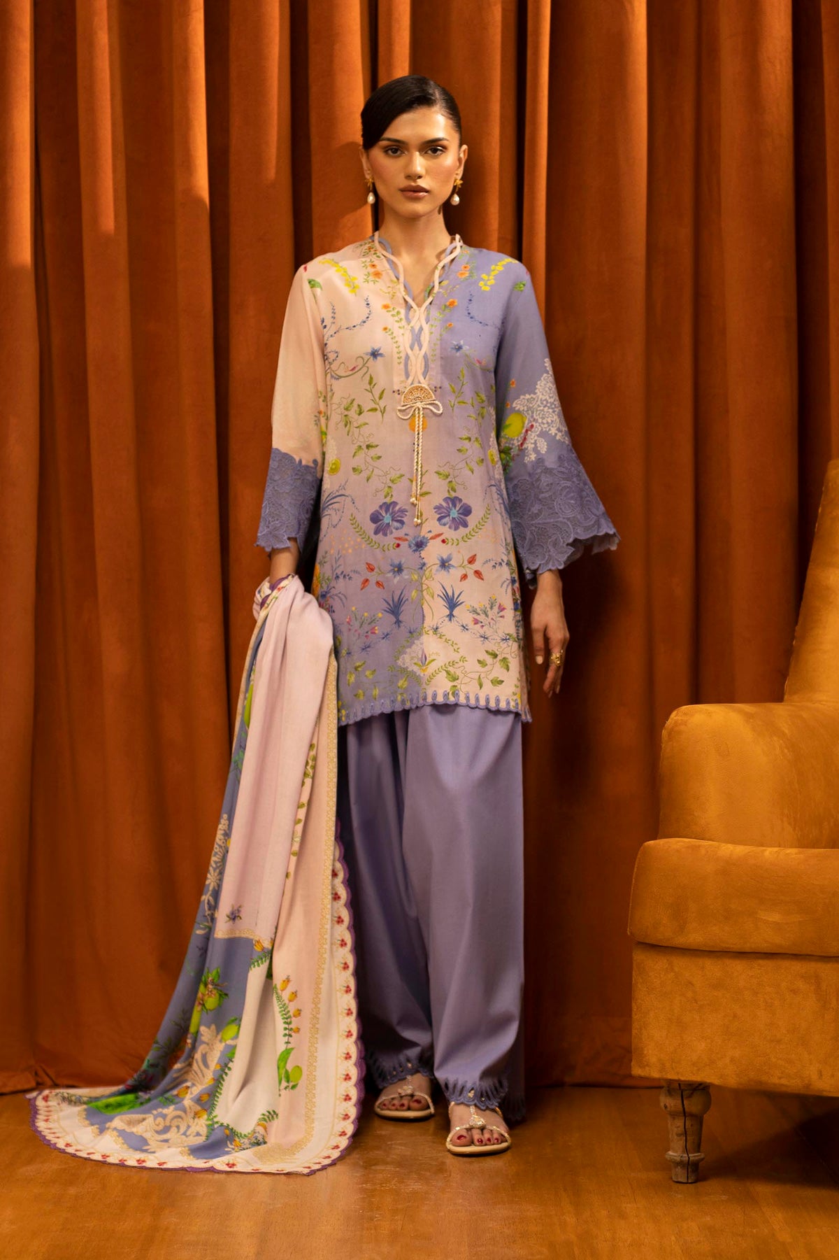 Sana Safinaz - Linen Muzlin - 3 Piece - Unstitched - M253-017B-3CY