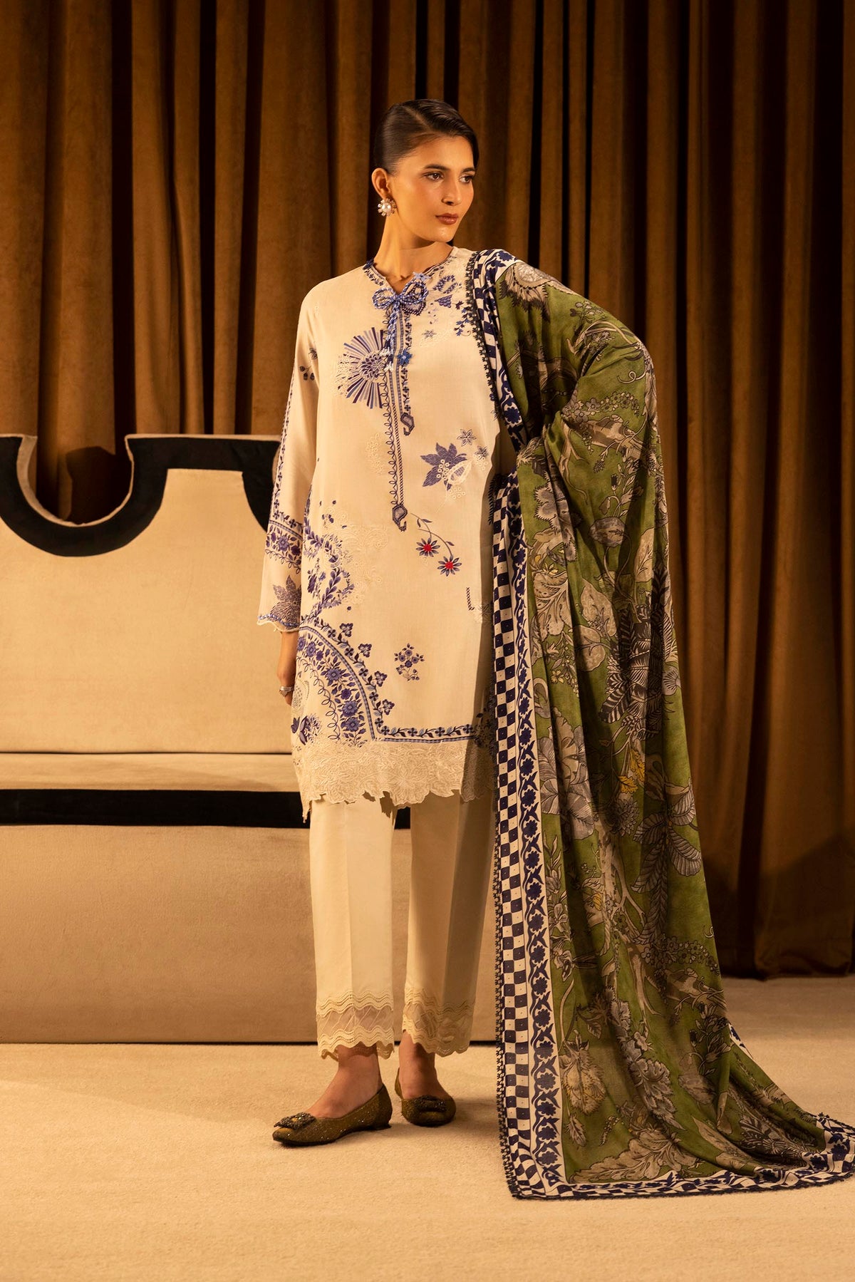 Sana Safinaz - Linen Muzlin - 3 Piece - Unstitched - M253-020B-3CR