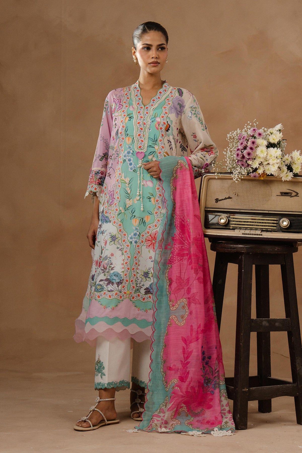 Sana Safinaz - Muzlin Lawn Unstitch Suit For Women - 3 Piece