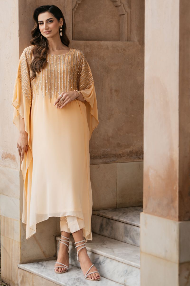 Natasha Kamal - MALAYA - peach - Georgette Chiffon & Silk - 2 Piece