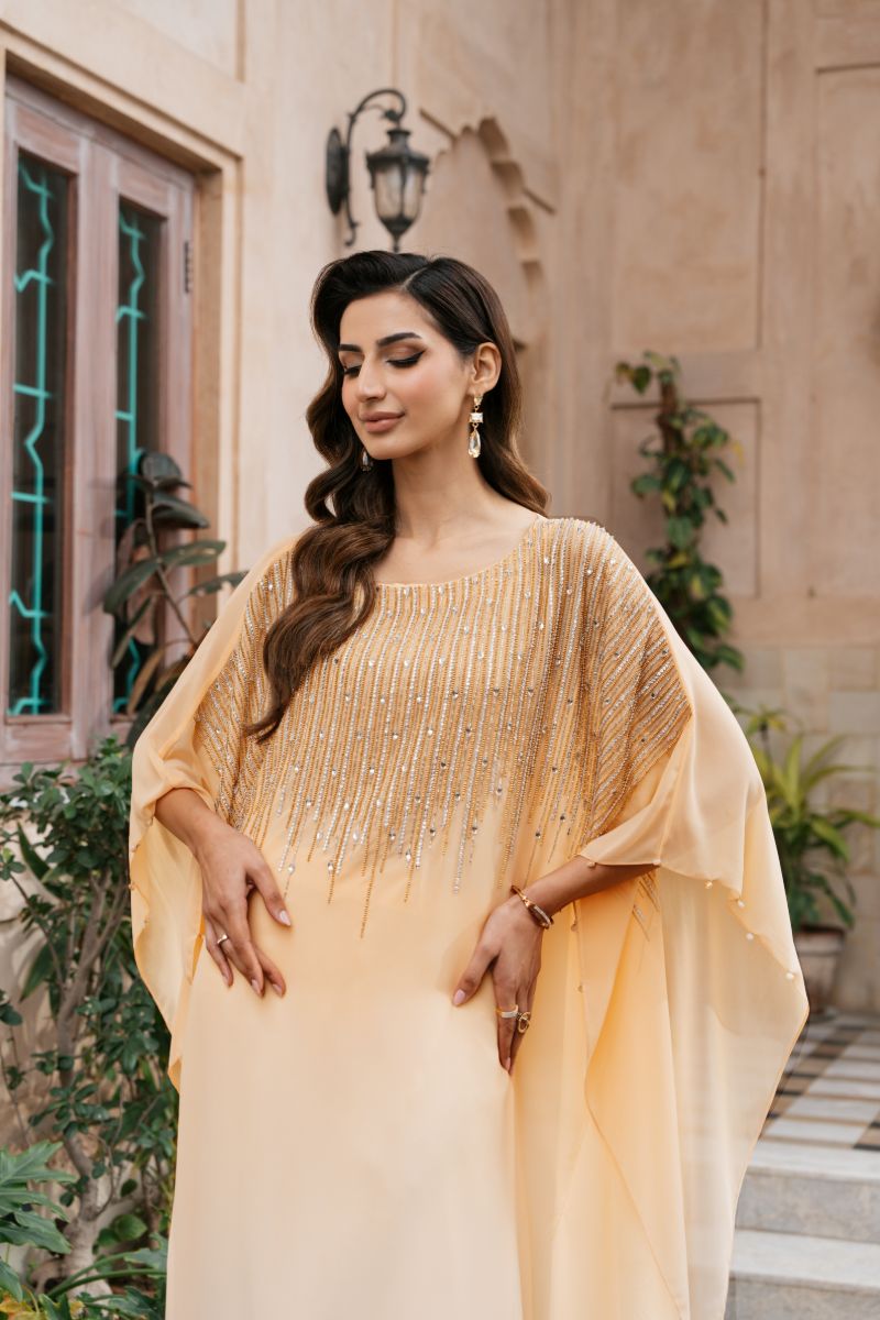 Natasha Kamal - MALAYA - peach - Georgette Chiffon & Silk - 2 Piece