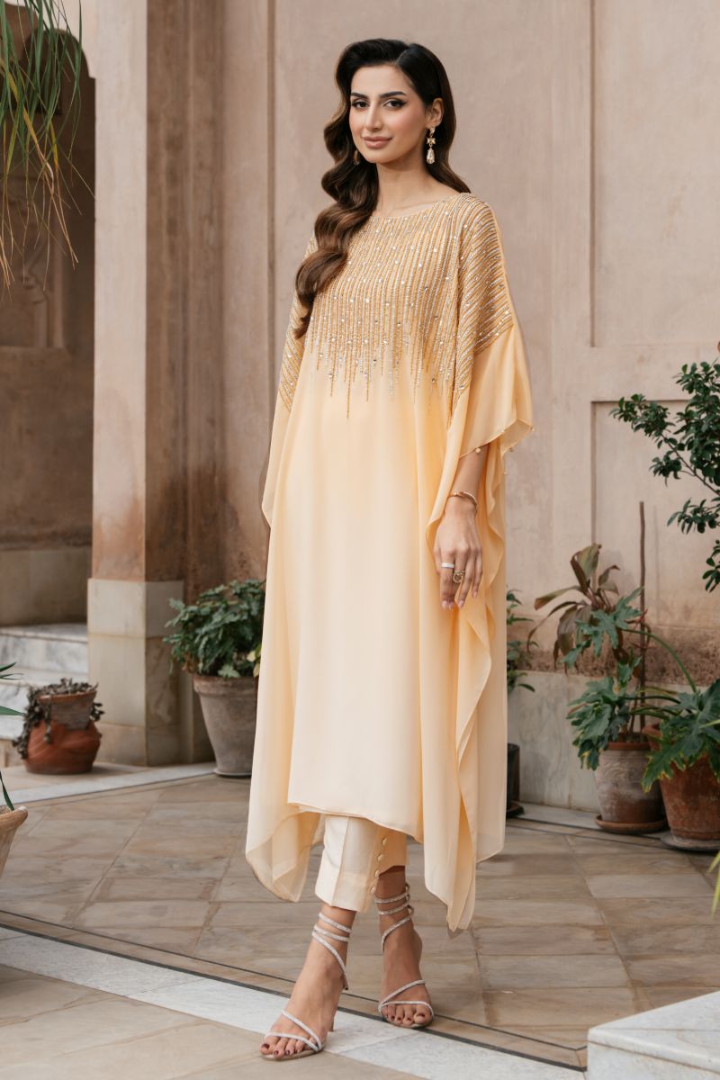 Natasha Kamal - MALAYA - peach - Georgette Chiffon & Silk - 2 Piece