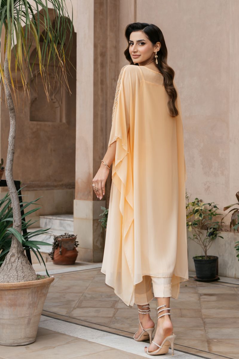 Natasha Kamal - MALAYA - peach - Georgette Chiffon & Silk - 2 Piece