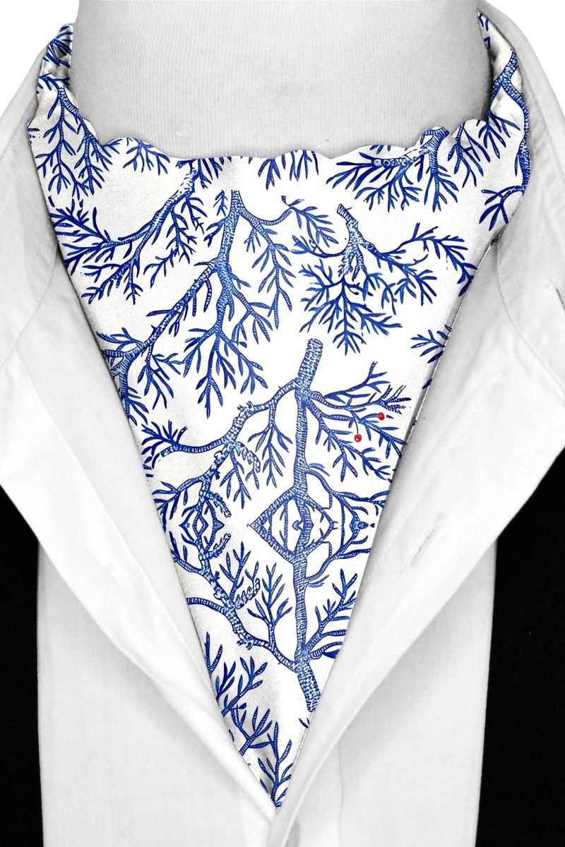 Black Wolf - SNOWFLAKE TREE SILK ASCOT - White - 1 Piece