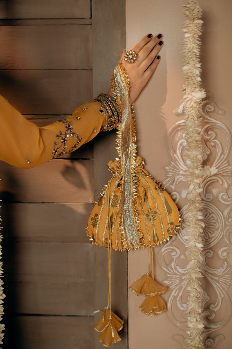 Fozia Khalid - Mayun - Organza - Mustard & plum - 4 Piece
