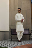 Deepak Perwani - Boski Linen Kurta Shalwar For Men - Cream - 2 Piece