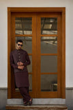 Deepak Perwani - Boski Linen Kurta Shalwar For Men - Coffee Brown - 2 Piece