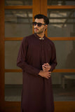 Deepak Perwani - Boski Linen Kurta Shalwar For Men - Coffee Brown - 2 Piece