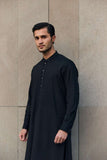 Deepak Perwani - Boski Linen Kurta Shalwar For Men - Black - 2 Piece