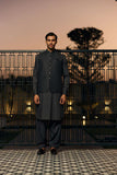 Deepak Perwani - Boski Linen Kurta Shalwar For Men - Dark Grey - 2 Piece