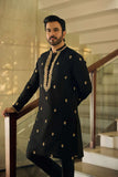 Deepak Perwani - Fine Crisp Kurta Pajama For Men - Black - 2 Piece