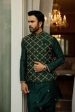 Deepak Perwani - Khaddi Silk Kurta Pajama For Men - Emerald Green - 2 Piece