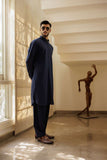 Deepak Perwani - Boski Kurta Shalwar For Men - Navy Blue - 2 Piece
