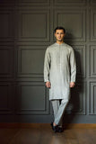 Deepak Perwani - Chikan Kurta Pajama For Men - Grey - 2 Piece