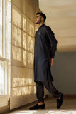 Deepak Perwani - Cotton Kurta Shalwar For Men - Black - 2 Piece