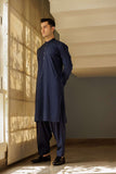 Deepak Perwani - Cotton Kurta Shalwar For Men - Blue - 2 Piece