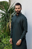 Deepak Perwani - Boski Linen  For Men - Dark Green - 2 Piece