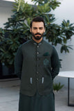 Deepak Perwani - Boski Linen  For Men - Dark Green - 2 Piece