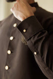 Deepak Perwani - Boski Linen Kurta Shalwar For Men - Dark Brown - 2 Piece