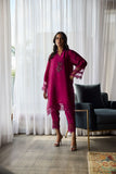 Deepak Perwani - Zaria Sheesha Silk Embroidered Suit For Women - Berry Magenta - 2 Piece