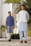 Deepak Perwani - Linen Kurta Shalwar For Men - Ice Blue - 2 Piece