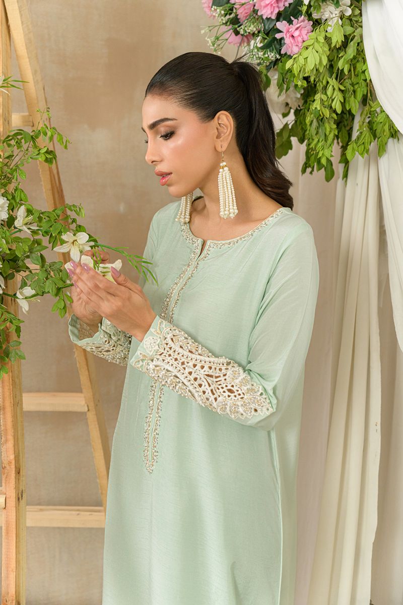 Alishba Kashif - MIST - Aqua - Korean Rawsilk - 1 Piece