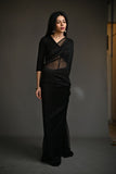 Maheen Khan - ZINC SARI - Black - Jersey Net - 1 Piece