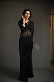 Maheen Khan - ZINC SARI - Black - Jersey Net - 1 Piece