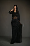 Maheen Khan - ZINC SARI - Black - Jersey Net - 1 Piece