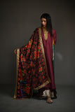 Maheen Khan - SORAYA - Maroon - 100% Pure Raw Silk