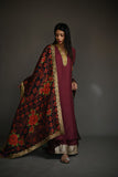 Maheen Khan - SORAYA - Maroon - 100% Pure Raw Silk