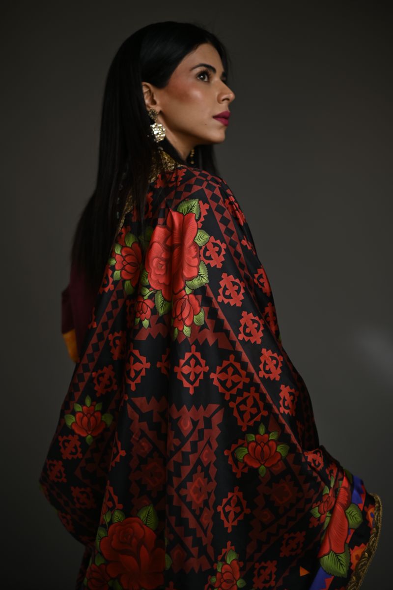 Maheen Khan - RALI DUPATTA - Maroon - Pure Medium Silk - 1 Piece