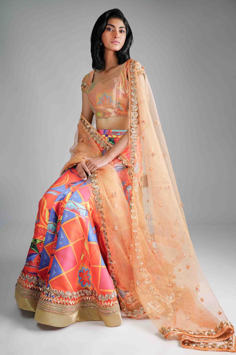 Maheen Khan - TANGERINE DREAMS BLOUSE - Coral Pink - SILK & TISSUE - 1 Piece