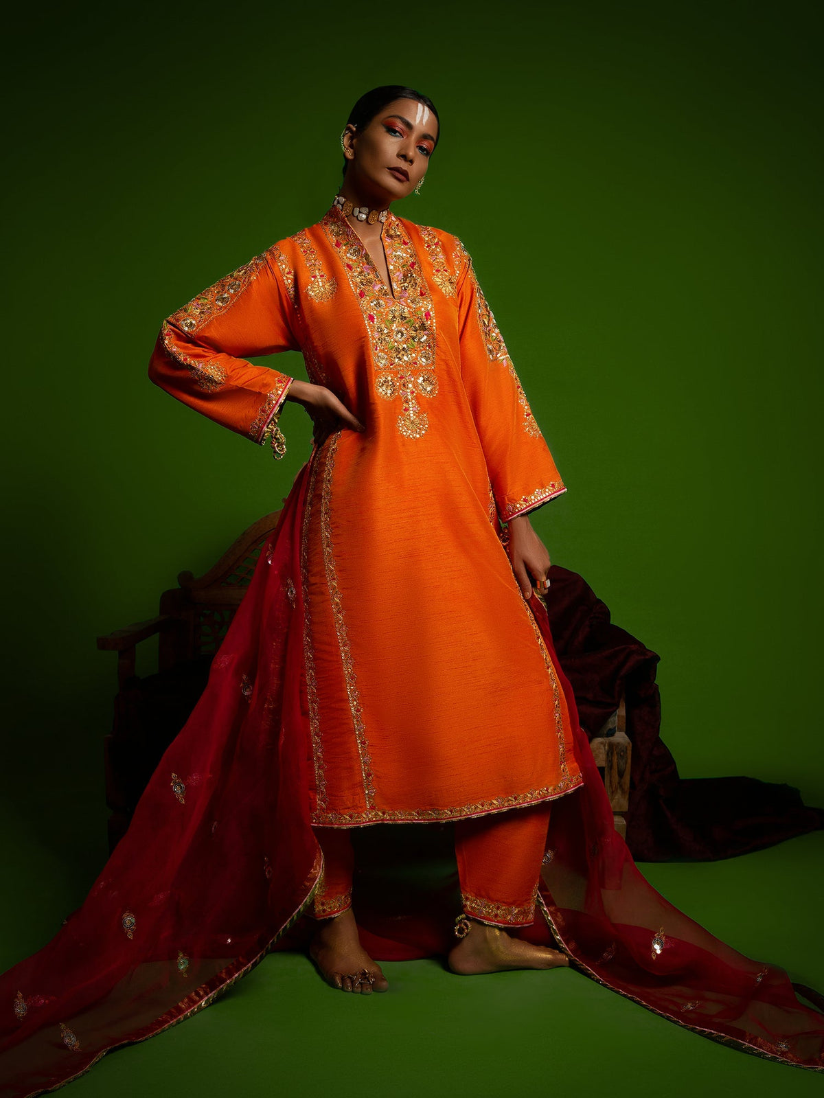Sanam Chaudhri MOMAL Orange 2 Piece