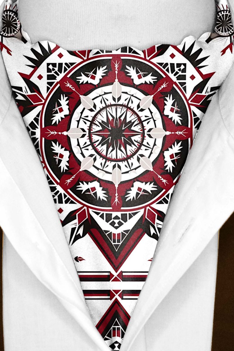 Black Wolf - RED ALPANA DESIGNS SILK ASCOT - White - 1 Piece