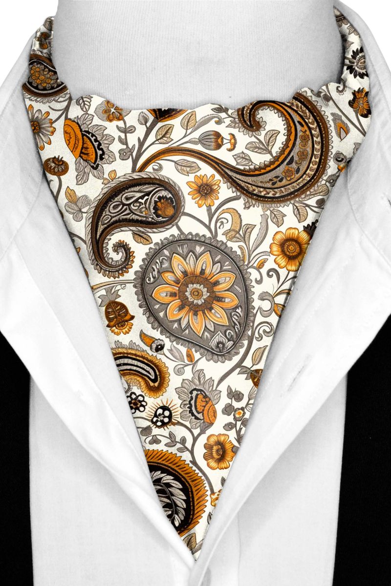 Black Wolf - A DITSY PAISLEY SILK ASCOT - Off White - 1 Piece