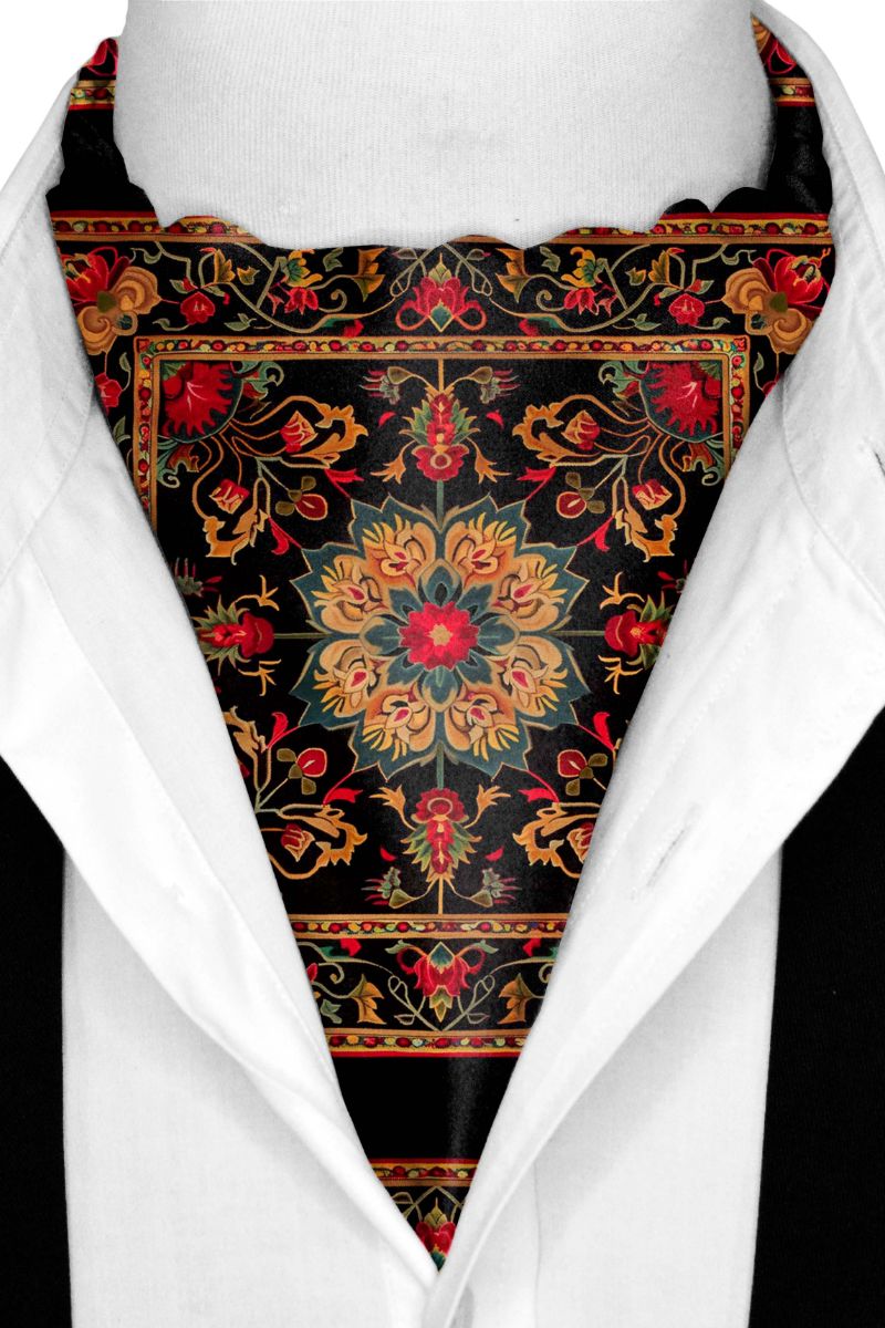 Black Wolf - SAFAVIEH HERITAGE SILK ASCOT - Black - 1 Piece