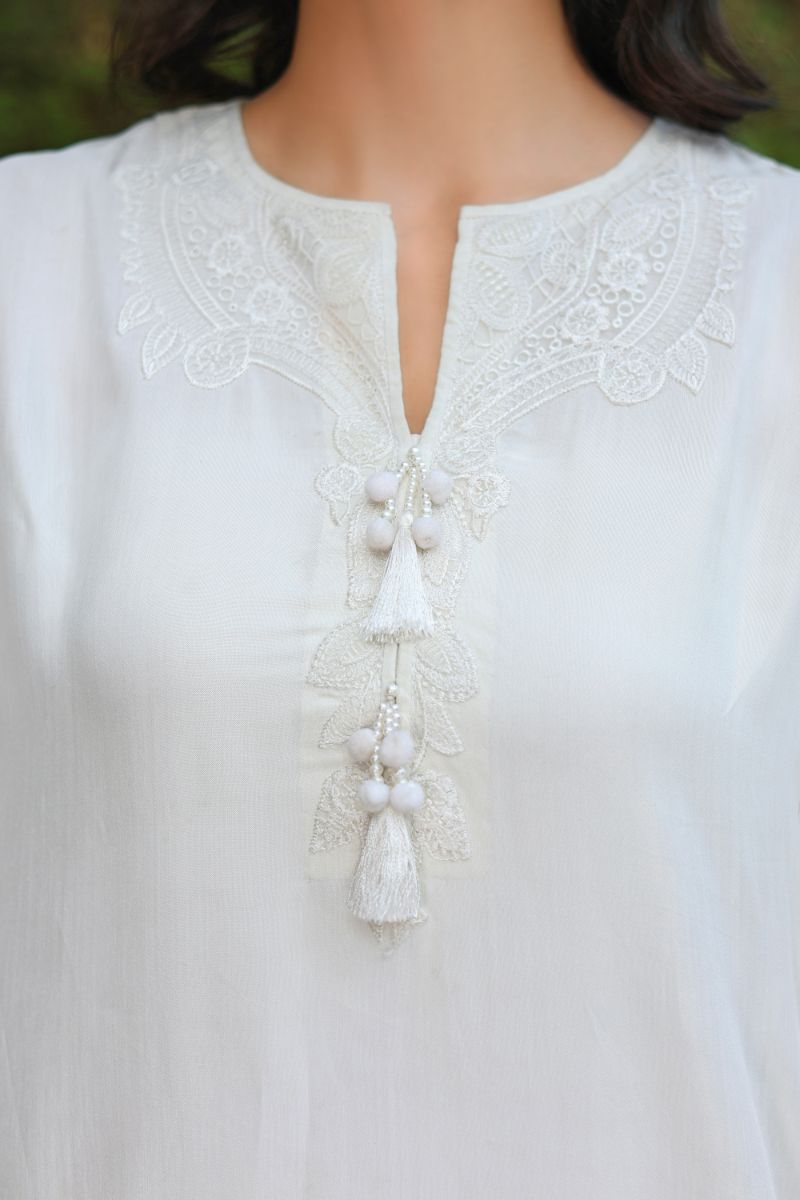 Reema Ahsan - Maliha  - White - Viscose & Organza - 3 Piece