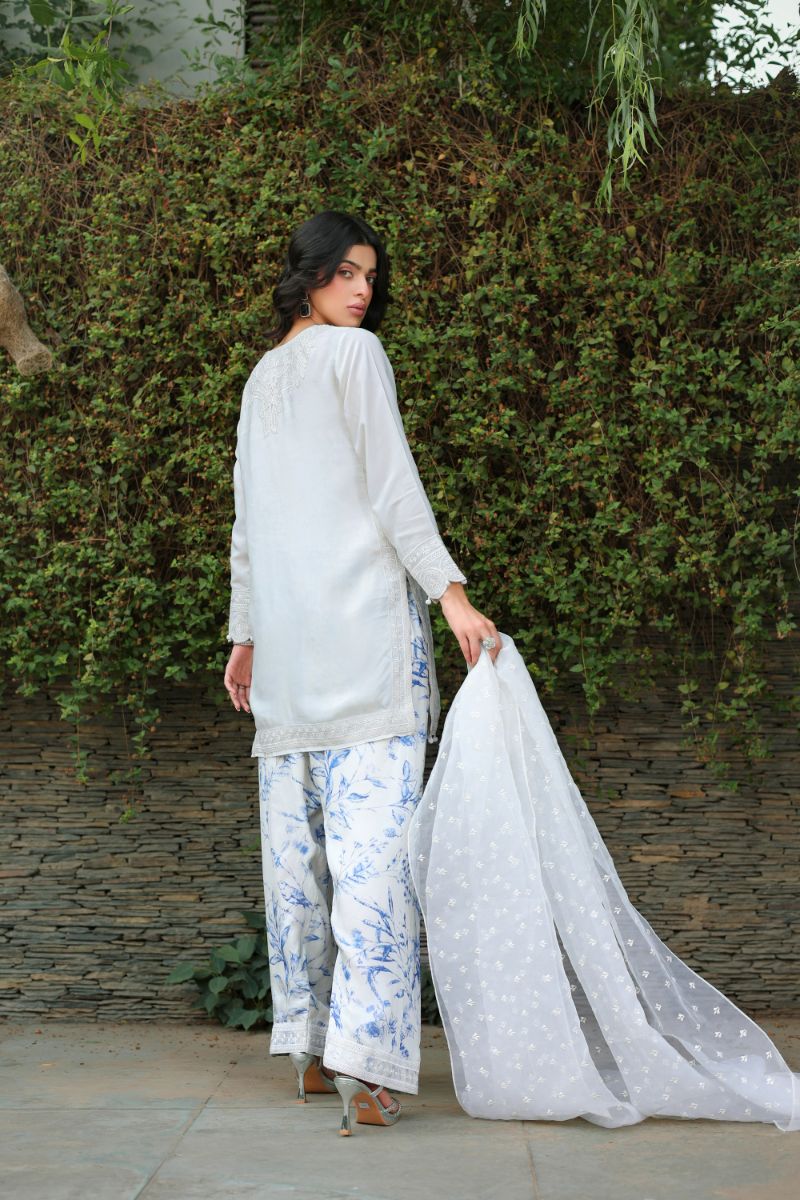 Reema Ahsan - Maliha  - White - Viscose & Organza - 3 Piece