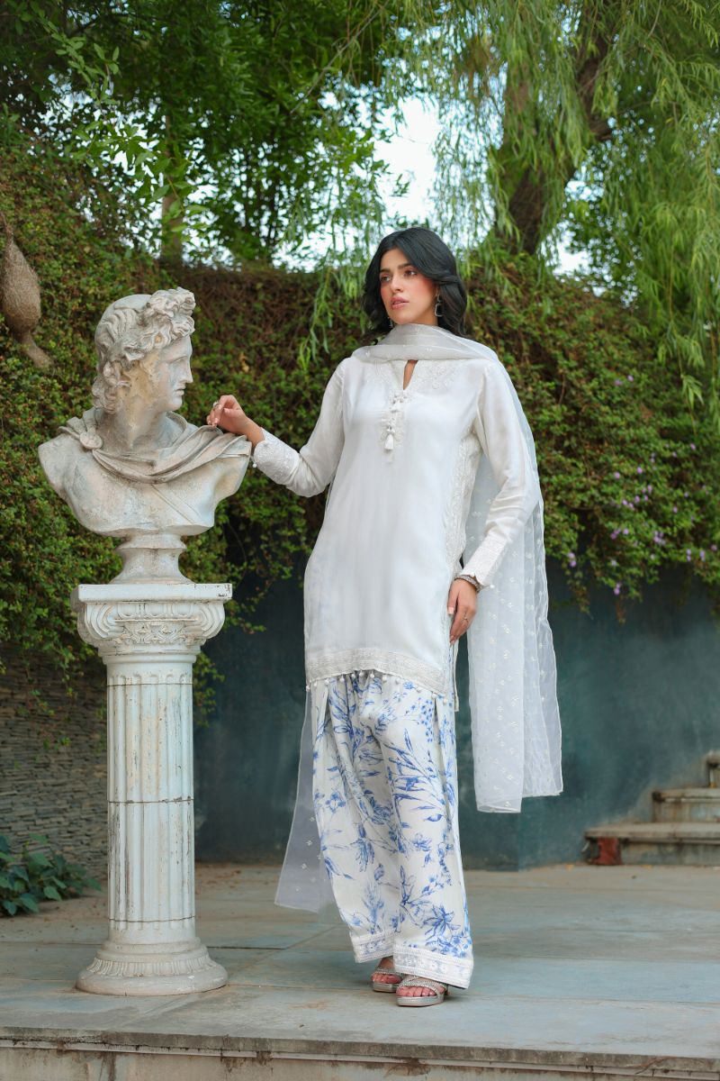 Reema Ahsan - Maliha  - White - Viscose & Organza - 3 Piece
