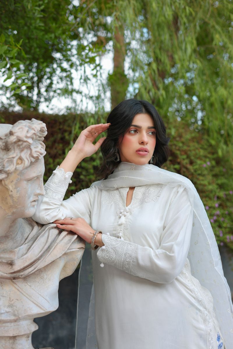 Reema Ahsan - Maliha  - White - Viscose & Organza - 3 Piece