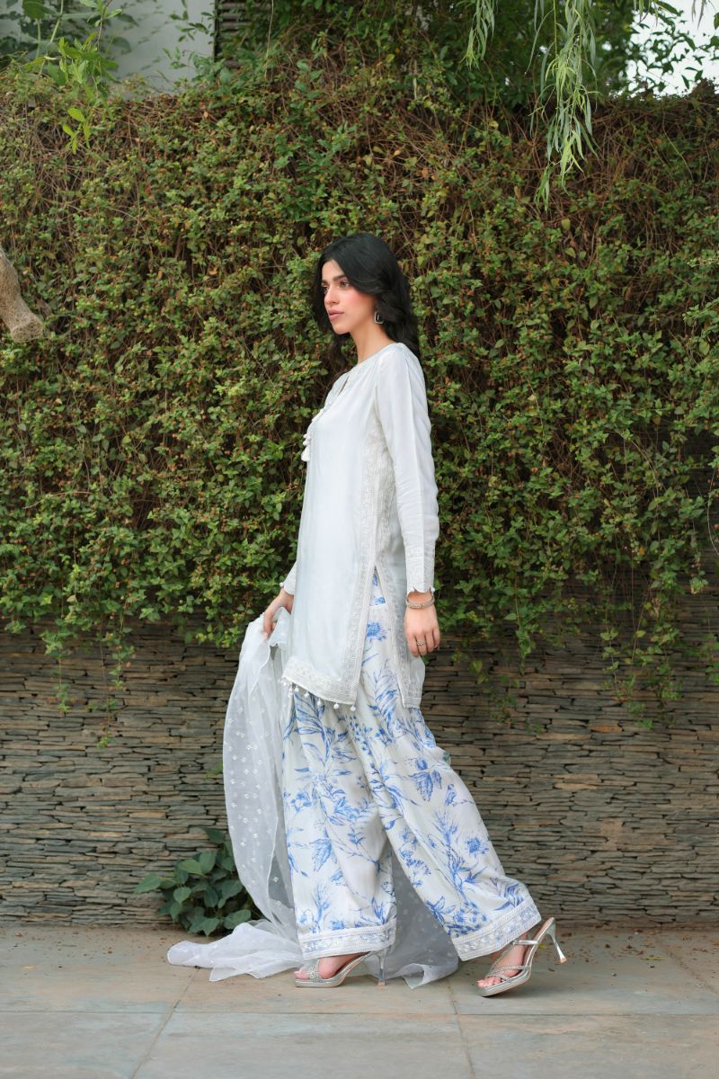 Reema Ahsan - Maliha  - White - Viscose & Organza - 3 Piece
