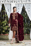 Laleen - Maroon Fantasy Velvet Suit For Women - Maroon - 3 Piece