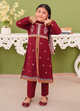 Modest - Embroidered Maroon Khaddar Suit For Girl - 3 Piece