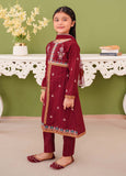 Modest - Embroidered Maroon Khaddar Suit For Girl - 3 Piece