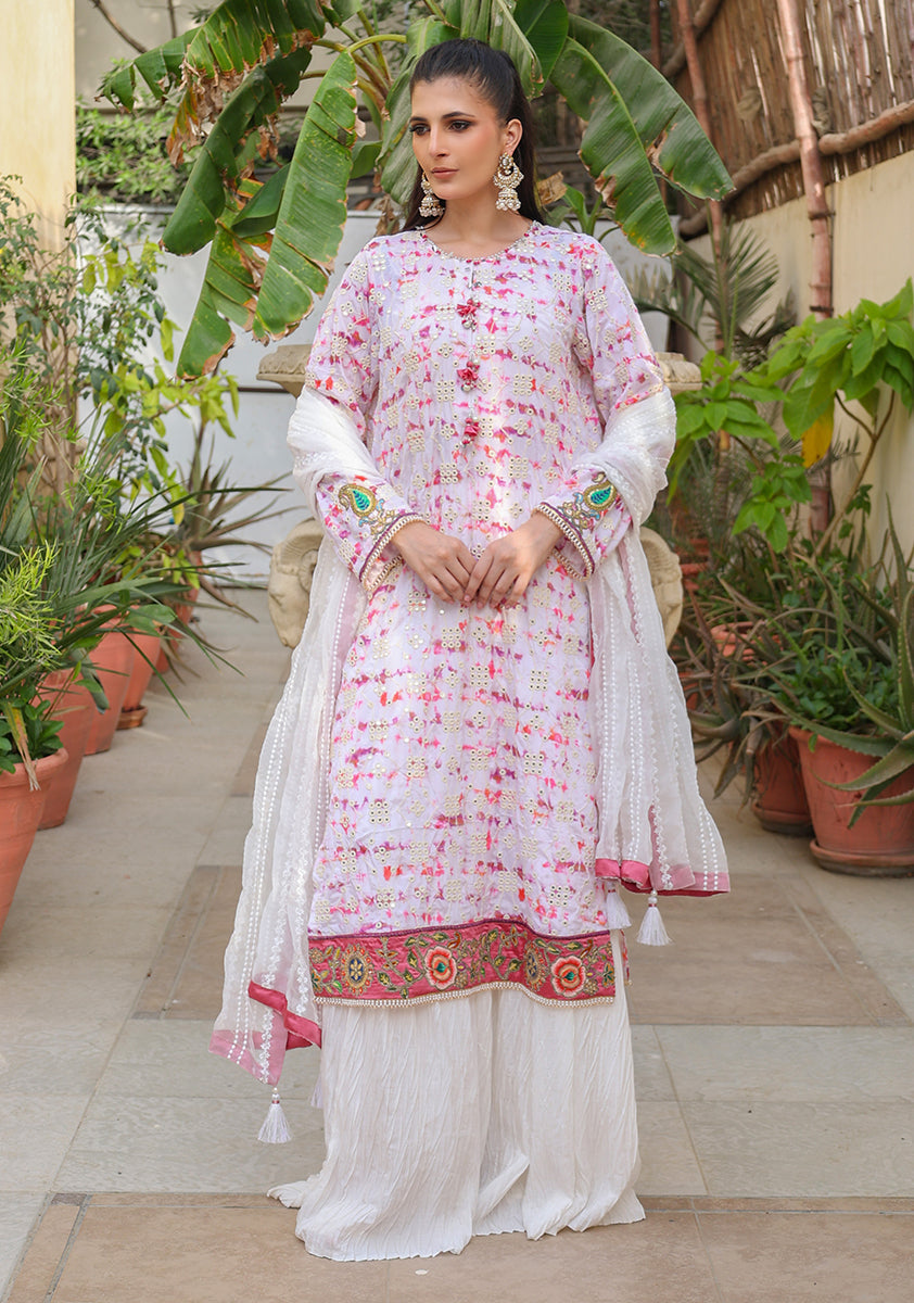 Huma Adnan - Mehrunisa - White - Cotton Silk - 3 Piece