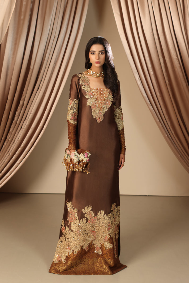 Musferah Saad - Mocha Romance - Tissue Silk - 1 Piece