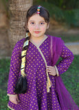 Modest - Printed Cotton Suit For Girl - Purple - 3 Piece