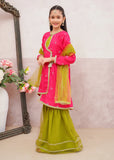 Modest - Rawsilk Embroidered Gharara For Girl - Pink - 3 Piece