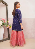 Modest - Rawsilk Embroidered Gharara For Girl - Blue - 3 Piece